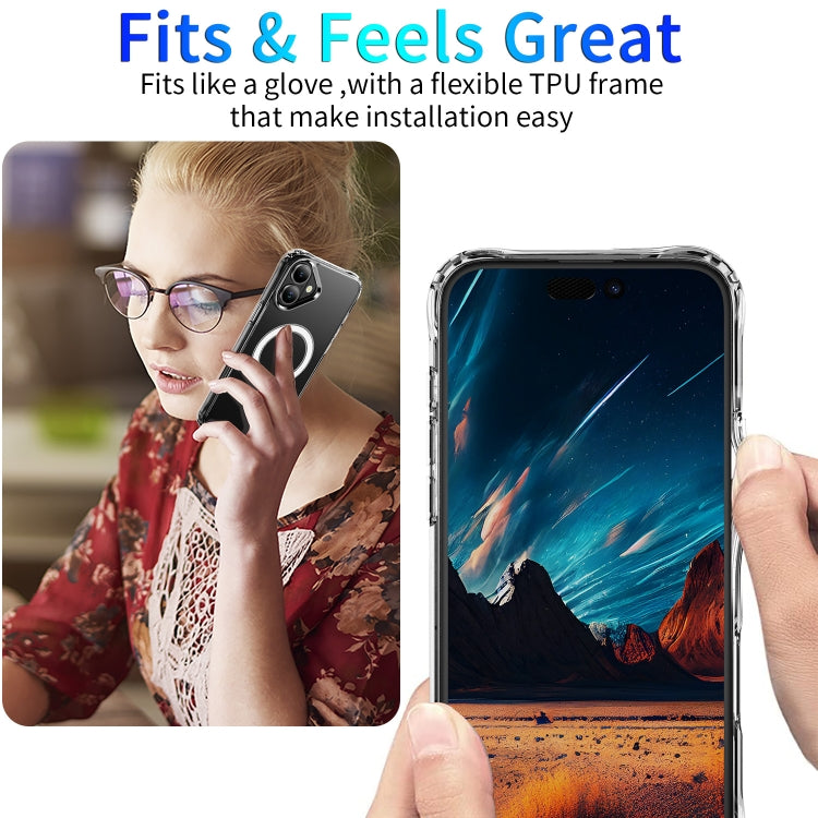 For iPhone 16 Plus Four Corner Airbags MagSafe Magnetic Phone Case(Transparent) - iPhone 16 Plus Cases by buy2fix | Online Shopping UK | buy2fix