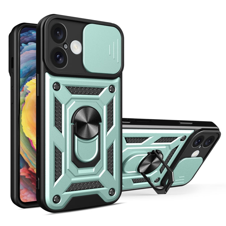 For iPhone 16 Sliding Camera Cover Design TPU+PC Phone Case(Green) - iPhone 16 Cases by buy2fix | Online Shopping UK | buy2fix