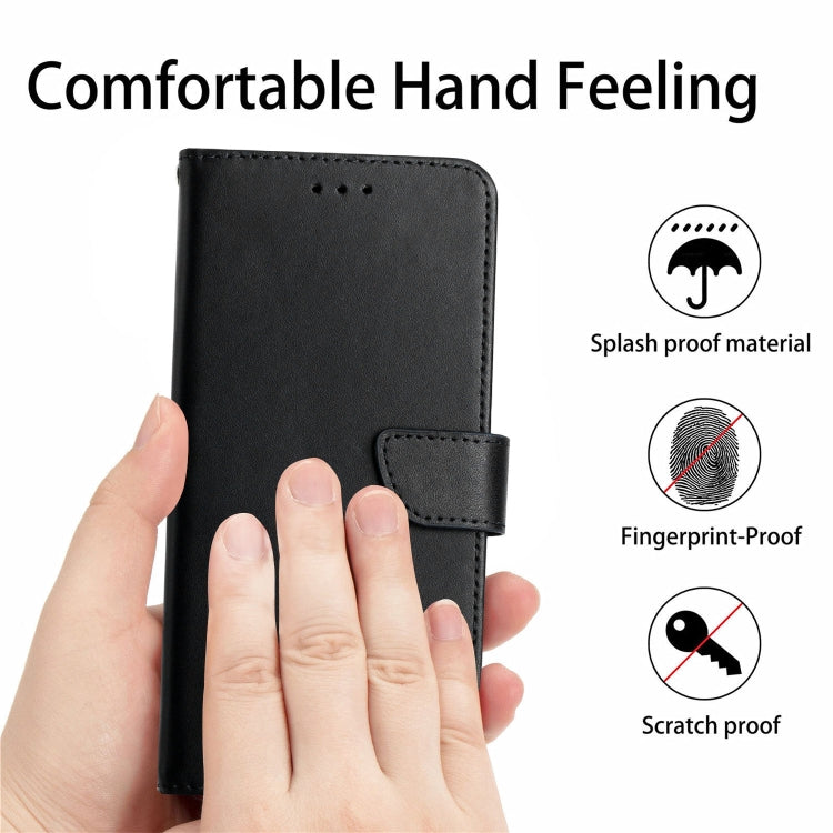 For iPhone SE 2024 Genuine Leather Fingerprint-proof Flip Phone Case(Black) - More iPhone Cases by buy2fix | Online Shopping UK | buy2fix