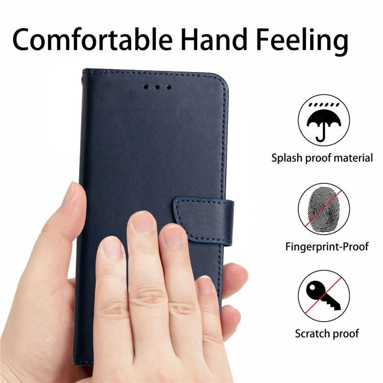 For iPhone 16 Pro Max Genuine Leather Fingerprint-proof Flip Phone Case(Blue) - iPhone 16 Pro Max Cases by buy2fix | Online Shopping UK | buy2fix