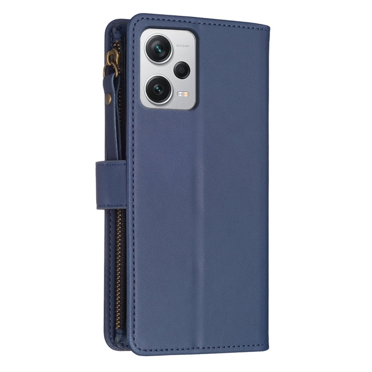 For Xiaomi Redmi Note 12 Pro+ 5G Global 9 Card Slots Zipper Wallet Leather Flip Phone Case(Blue) - Xiaomi Cases by buy2fix | Online Shopping UK | buy2fix