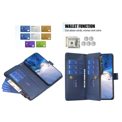 For Xiaomi 13 Lite 9 Card Slots Zipper Wallet Leather Flip Phone Case(Blue) - 13 Lite Cases by buy2fix | Online Shopping UK | buy2fix