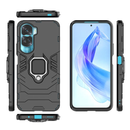 For Honor 90 Lite / X50i 5G Magnetic Ring Holder PC + TPU Phone Case(Black) - Honor Cases by buy2fix | Online Shopping UK | buy2fix