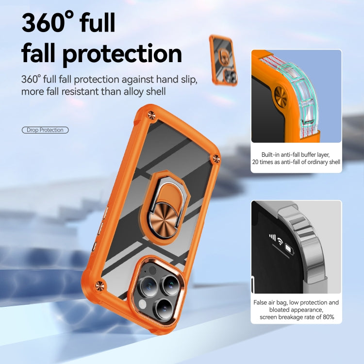 For iPhone 16 Pro Max TPU + PC Lens Protection Phone Case with Ring Holder(Orange) - iPhone 16 Pro Max Cases by buy2fix | Online Shopping UK | buy2fix