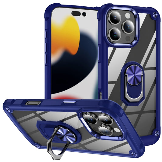 For iPhone 16 Pro TPU + PC Lens Protection Phone Case with Ring Holder(Blue) - iPhone 16 Pro Cases by buy2fix | Online Shopping UK | buy2fix