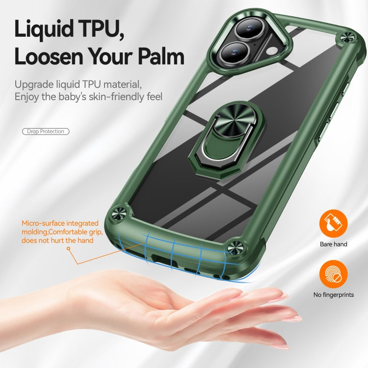 For iPhone 16 Plus TPU + PC Lens Protection Phone Case with Ring Holder(Green) - iPhone 16 Plus Cases by buy2fix | Online Shopping UK | buy2fix