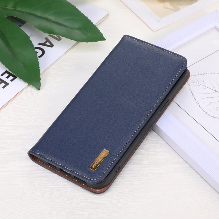 For iPhone 16 Pro Max KHAZNEH Nappa Top Layer Cowhide Leather Phone Case(Blue) - iPhone 16 Pro Max Cases by buy2fix | Online Shopping UK | buy2fix