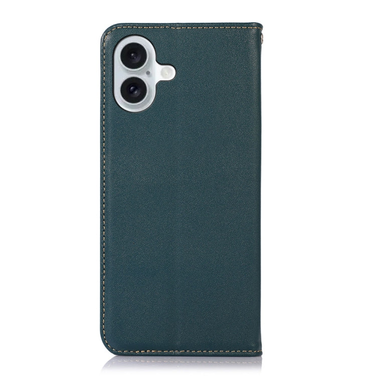 For iPhone 16 Plus KHAZNEH Nappa Top Layer Cowhide Leather Phone Case(Green) - iPhone 16 Plus Cases by buy2fix | Online Shopping UK | buy2fix