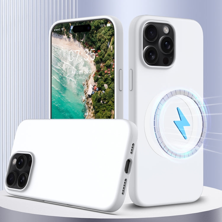 For iPhone 16 Pro Shockproof Silicone Magsafe Phone Case(White) - iPhone 16 Pro Cases by buy2fix | Online Shopping UK | buy2fix