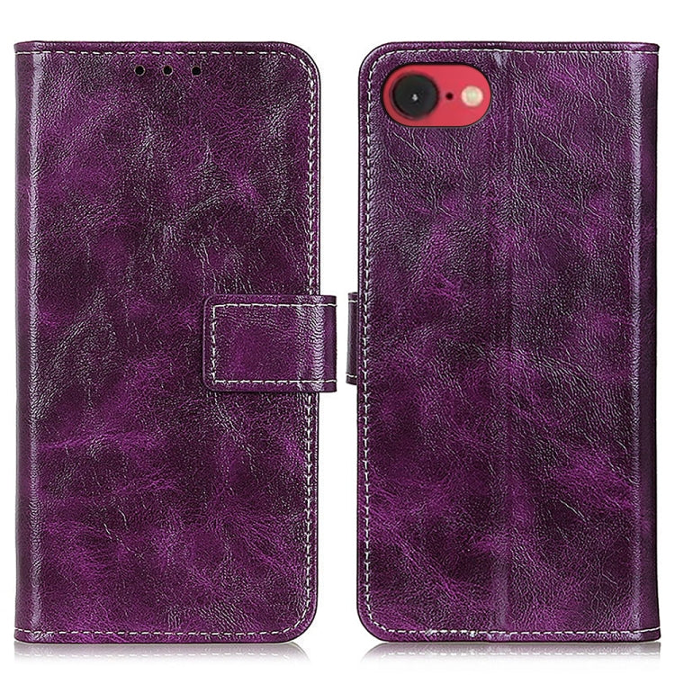 For iPhone 16e Retro Crazy Horse Texture Horizontal Flip Leather Phone Case(Purple) - iPhone 16e Cases by buy2fix | Online Shopping UK | buy2fix