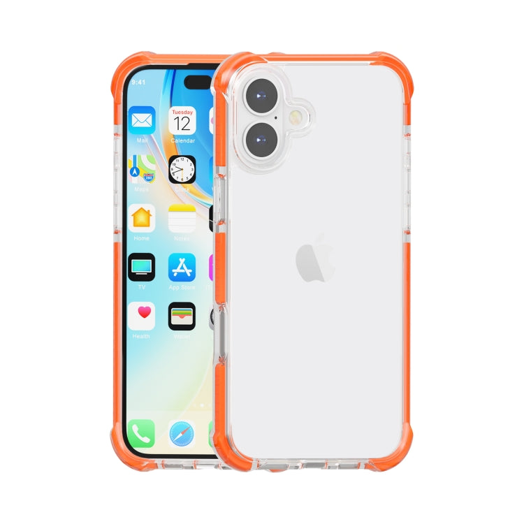 For iPhone 16 Four-corner Shockproof TPU + Acrylic Phone Case(Orange) - iPhone 16 Cases by buy2fix | Online Shopping UK | buy2fix