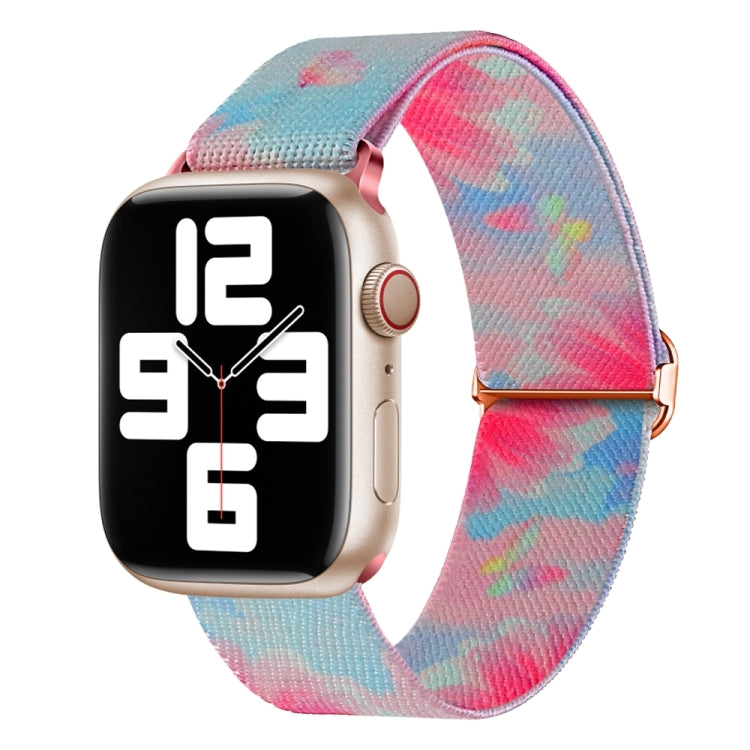 For Apple Watch Ultra 49mm Painted Pattern Nylon Replacement Watch Band(Flower Butterfly) - Watch Bands by buy2fix | Online Shopping UK | buy2fix