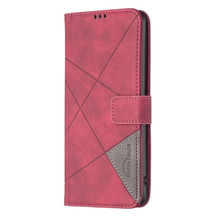 For Motorola Moto G Play 2024 Magnetic Buckle Rhombus Texture Leather Phone Case(Red) - Motorola Cases by buy2fix | Online Shopping UK | buy2fix