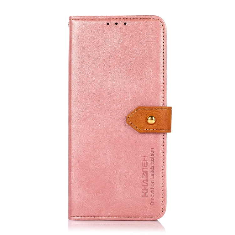 For OnePlus 12 KHAZNEH Dual-color Cowhide Texture Flip Leather Phone Case(Rose Gold) - OnePlus Cases by buy2fix | Online Shopping UK | buy2fix