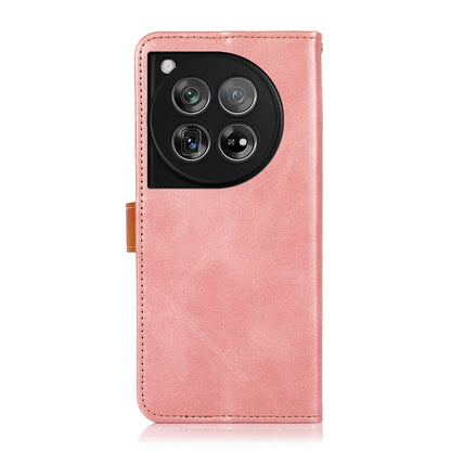 For OnePlus 12 KHAZNEH Dual-color Cowhide Texture Flip Leather Phone Case(Rose Gold) - OnePlus Cases by buy2fix | Online Shopping UK | buy2fix