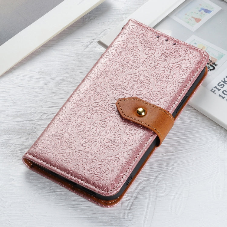 For iPhone 16 Pro European Floral Embossed Leather Phone Case(Pink) - iPhone 16 Pro Cases by buy2fix | Online Shopping UK | buy2fix