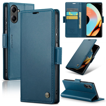 For Realme 10 Pro 5G CaseMe 023 Butterfly Buckle Litchi Texture RFID Anti-theft Leather Phone Case(Blue) - Realme Cases by CaseMe | Online Shopping UK | buy2fix