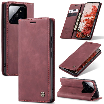 For Xiaomi 14 Pro CaseMe 013 Multifunctional Horizontal Flip Leather Phone Case(Wine Red) - 14 Pro Cases by CaseMe | Online Shopping UK | buy2fix