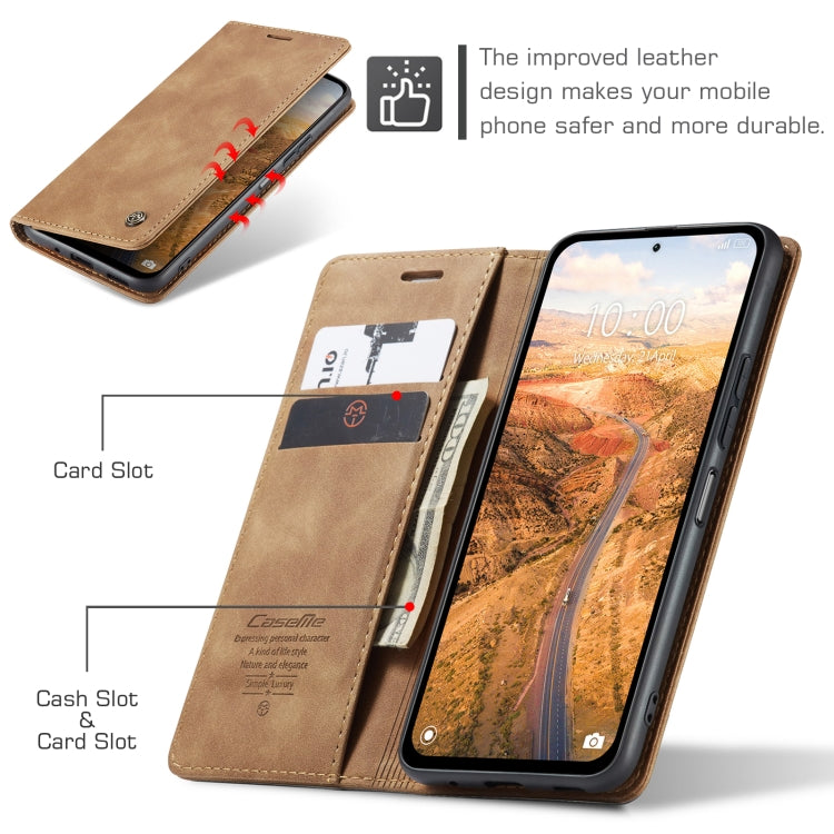 For Xiaomi Redmi Note 13 5G CaseMe 013 Multifunctional Horizontal Flip Leather Phone Case(Brown) - Xiaomi Cases by CaseMe | Online Shopping UK | buy2fix