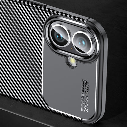 For iPhone 16 Carbon Fiber Texture Shockproof TPU Phone Case(Black) - iPhone 16 Cases by buy2fix | Online Shopping UK | buy2fix