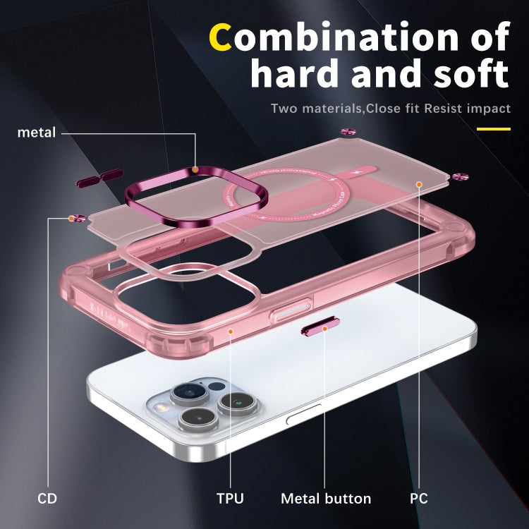 For iPhone 16 Pro Skin Feel TPU + PC MagSafe Magnetic Phone Case(Transparent Pink) - iPhone 16 Pro Cases by buy2fix | Online Shopping UK | buy2fix