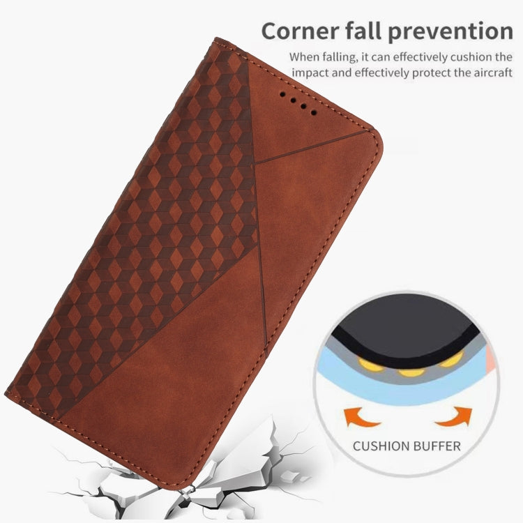 For Xiaomi Redmi Turbo 3 Diamond Splicing Skin Feel Magnetic Leather Phone Case(Brown) - Xiaomi Cases by buy2fix | Online Shopping UK | buy2fix