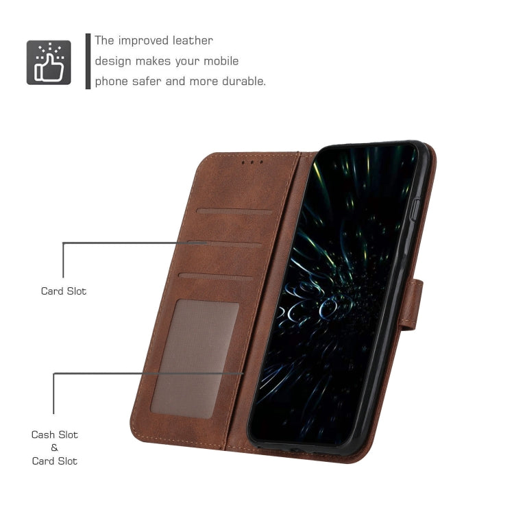 For Xiaomi Redmi K70 / K70 Pro Stitching Calf Texture Buckle Leather Phone Case(Brown) - K70 Pro Cases by buy2fix | Online Shopping UK | buy2fix