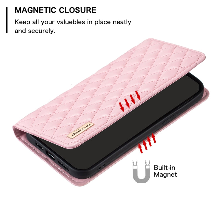 For iPhone 16 Plus Diamond Lattice Magnetic Leather Flip Phone Case(Pink) - iPhone 16 Plus Cases by buy2fix | Online Shopping UK | buy2fix