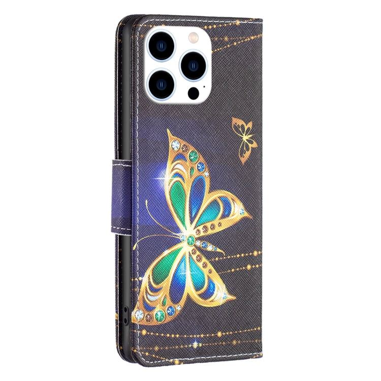 For iPhone 16 Pro Colored Drawing Pattern Flip Leather Phone Case(Big Butterfly) - iPhone 16 Pro Cases by buy2fix | Online Shopping UK | buy2fix