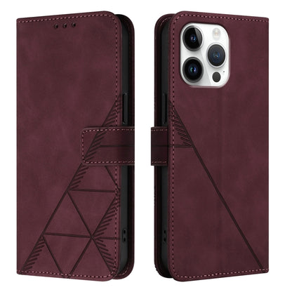 For iPhone 16 Pro Max Crossbody 3D Embossed Flip Leather Phone Case(Wine Red) - iPhone 16 Pro Max Cases by buy2fix | Online Shopping UK | buy2fix