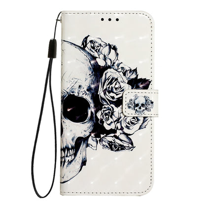 For iPhone SE 2024 3D Painting Horizontal Flip Leather Phone Case(Skull) - More iPhone Cases by buy2fix | Online Shopping UK | buy2fix