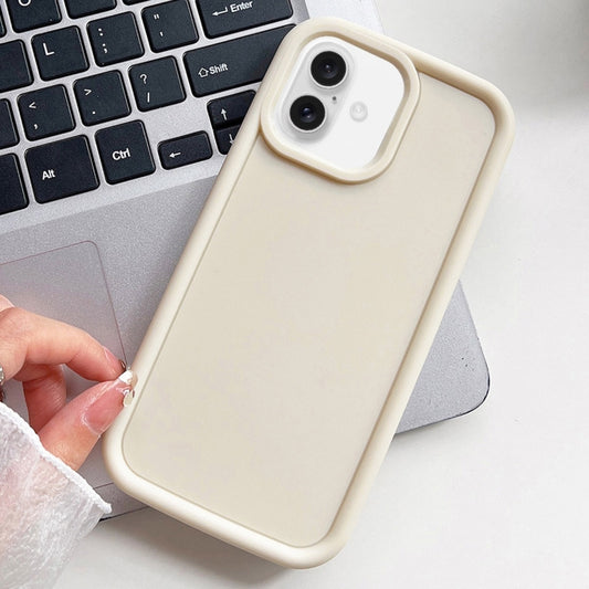 For iPhone 16 Shockproof Frame Frosted TPU Phone Case(Beige) - iPhone 16 Cases by buy2fix | Online Shopping UK | buy2fix