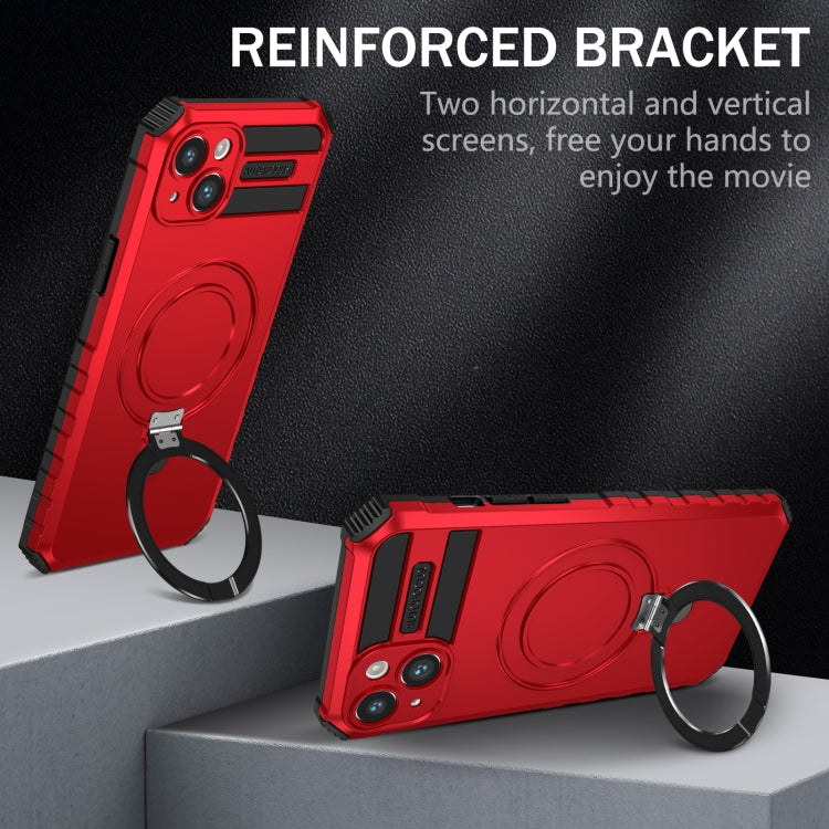 For iPhone 15 Plus MagSafe Magnetic Holder Phone Case(Red) - iPhone 15 Plus Cases by buy2fix | Online Shopping UK | buy2fix