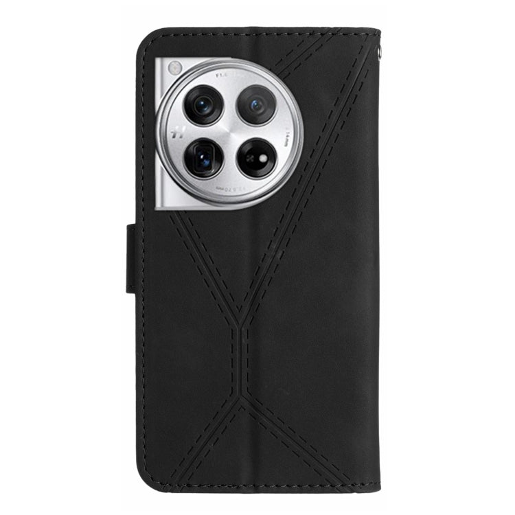 For OnePlus 12 5G Global Stitching Embossed Leather Phone Case(Black) - OnePlus Cases by buy2fix | Online Shopping UK | buy2fix