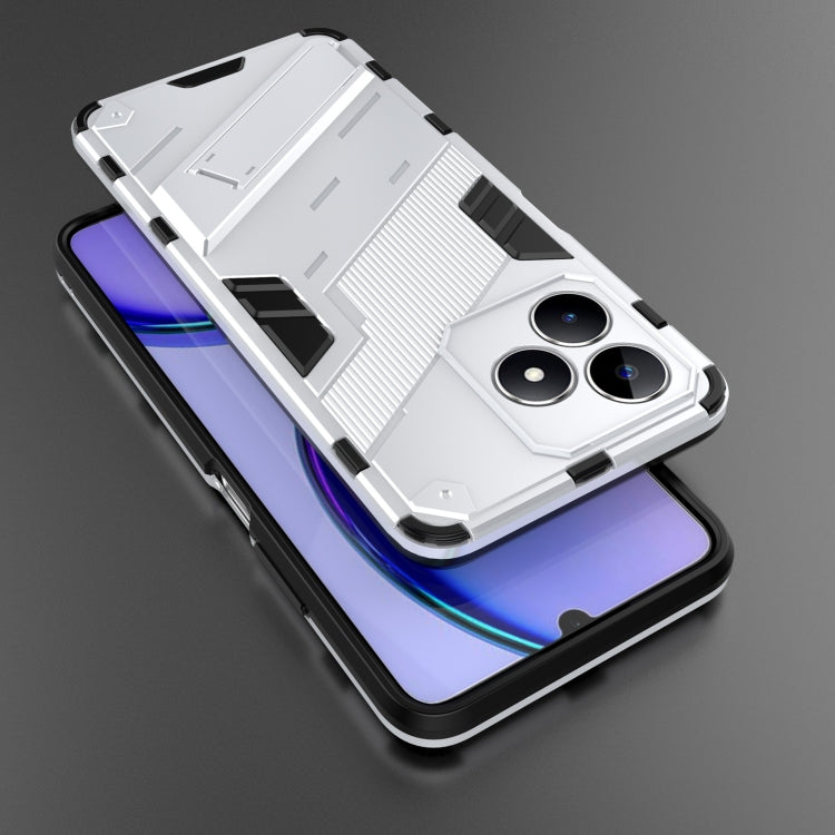 For Realme C53 4G Punk Armor 2 in 1 PC + TPU Phone Case with Holder(White) - Realme Cases by buy2fix | Online Shopping UK | buy2fix