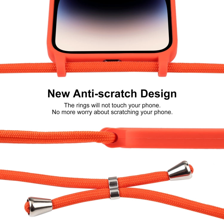 For iPhone 16 Crossbody Lanyard Liquid Silicone Case(Orange) - iPhone 16 Cases by buy2fix | Online Shopping UK | buy2fix