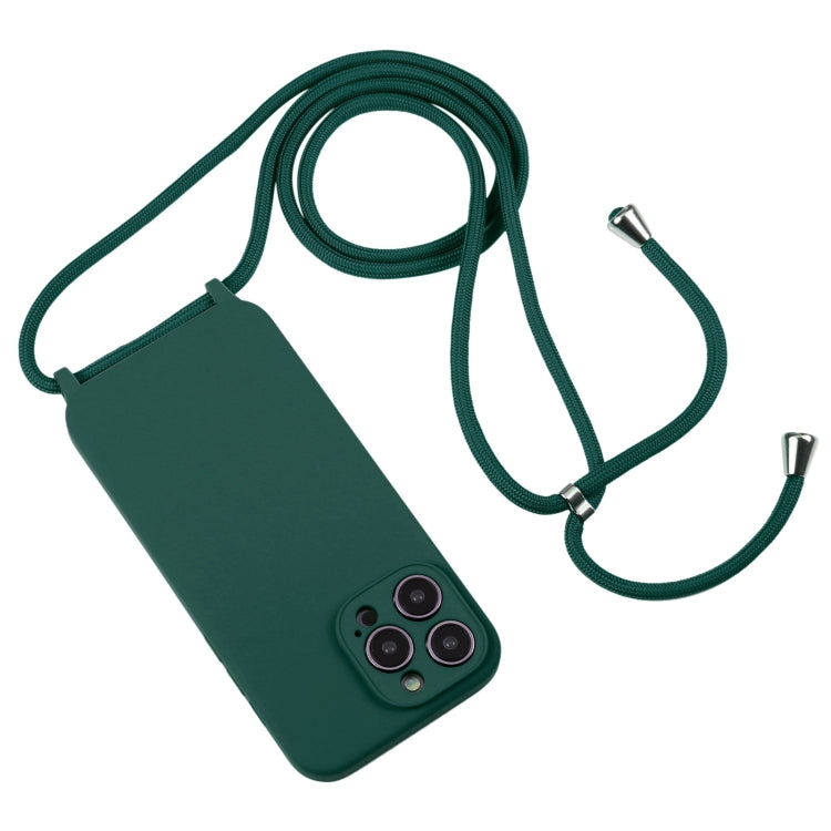 For iPhone 16 Pro Crossbody Lanyard Liquid Silicone Case(Pine Needle Green) - iPhone 16 Pro Cases by buy2fix | Online Shopping UK | buy2fix