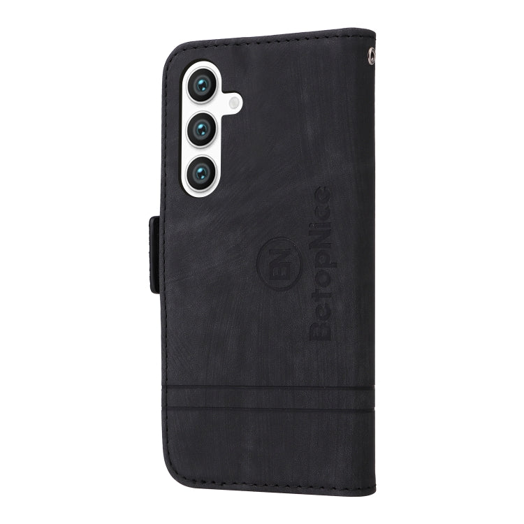 For Samsung Galaxy S24+ BETOPNICE Dual-side Buckle Leather Phone Case(Black) - Galaxy Phone Cases by BETOPNICE | Online Shopping UK | buy2fix