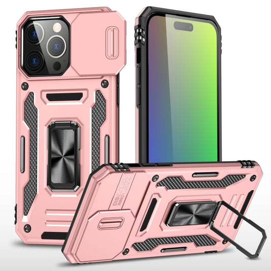 For iPhone 16 Pro Max Armor PC + TPU Camera Shield Phone Case(Rose Gold) - iPhone 16 Pro Max Cases by buy2fix | Online Shopping UK | buy2fix