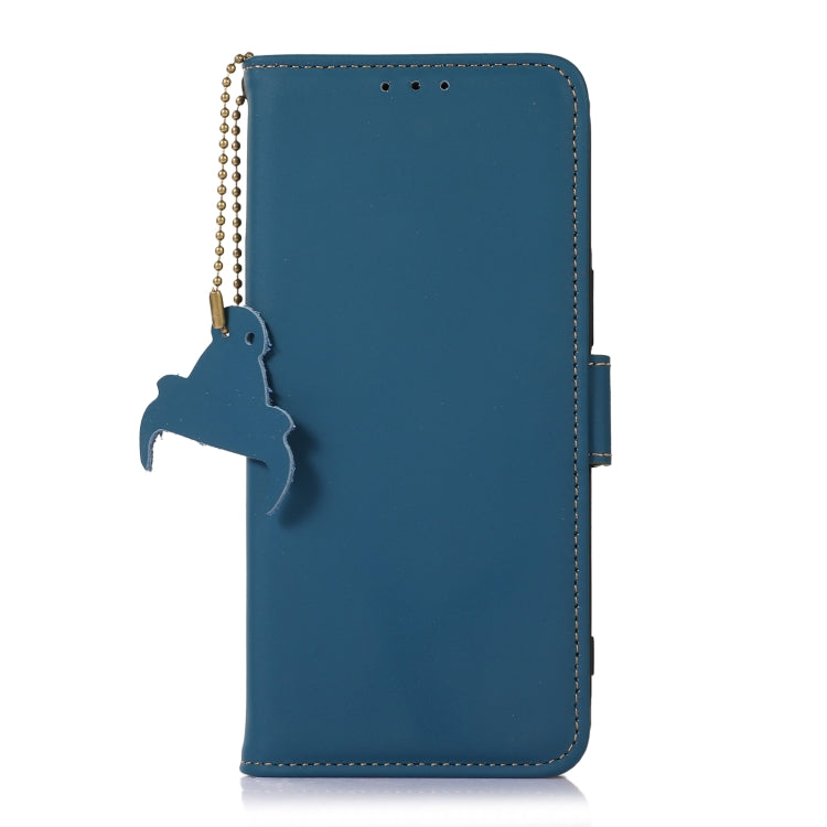 For iPhone 16 Pro Max Genuine Leather Magnetic RFID Leather Phone Case(Blue) - iPhone 16 Pro Max Cases by buy2fix | Online Shopping UK | buy2fix