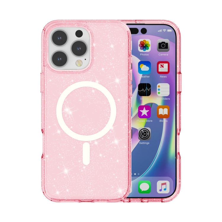 For iPhone 16 Pro Max Terminator Style Glitter Powder MagSafe Magnetic Phone Case(Pink) - iPhone 16 Pro Max Cases by buy2fix | Online Shopping UK | buy2fix