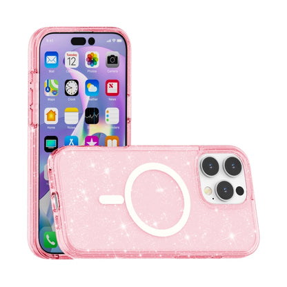 For iPhone 16 Pro Terminator Style Glitter Powder MagSafe Magnetic Phone Case(Pink) - iPhone 16 Pro Cases by buy2fix | Online Shopping UK | buy2fix