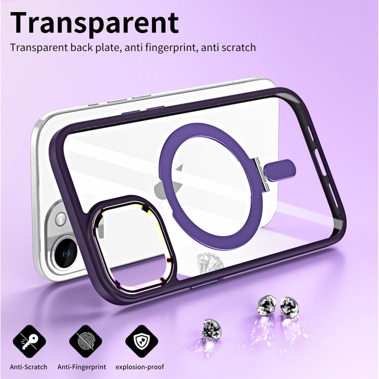 For iPhone 15 Plus MagSafe Magnetic Invisible Holder Phone Case(Dark Purple) - iPhone 15 Plus Cases by buy2fix | Online Shopping UK | buy2fix