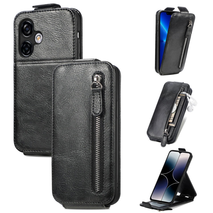 For Ulefone Note 16 Pro Zipper Wallet Vertical Flip Leather Phone Case(Black) - Ulefone Cases by buy2fix | Online Shopping UK | buy2fix