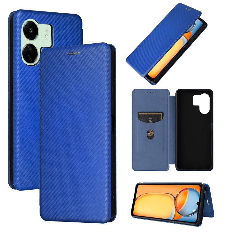 For Xiaomi Redmi 13C 5G / 4G Carbon Fiber Texture Flip Leather Phone Case(Blue) - 13C Cases by buy2fix | Online Shopping UK | buy2fix