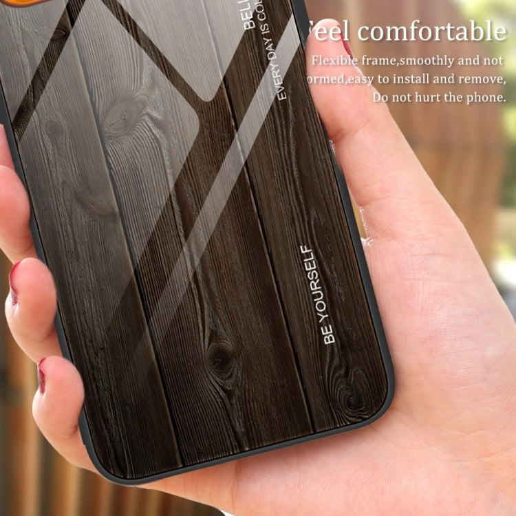 For iPhone 16 Wood Grain Glass Phone Case(Black) - iPhone 16 Cases by buy2fix | Online Shopping UK | buy2fix