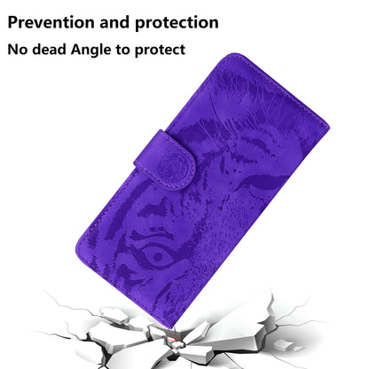For Motorola Moto G Power 5G 2024 Tiger Embossing Pattern Leather Phone Case(Purple) - Motorola Cases by buy2fix | Online Shopping UK | buy2fix