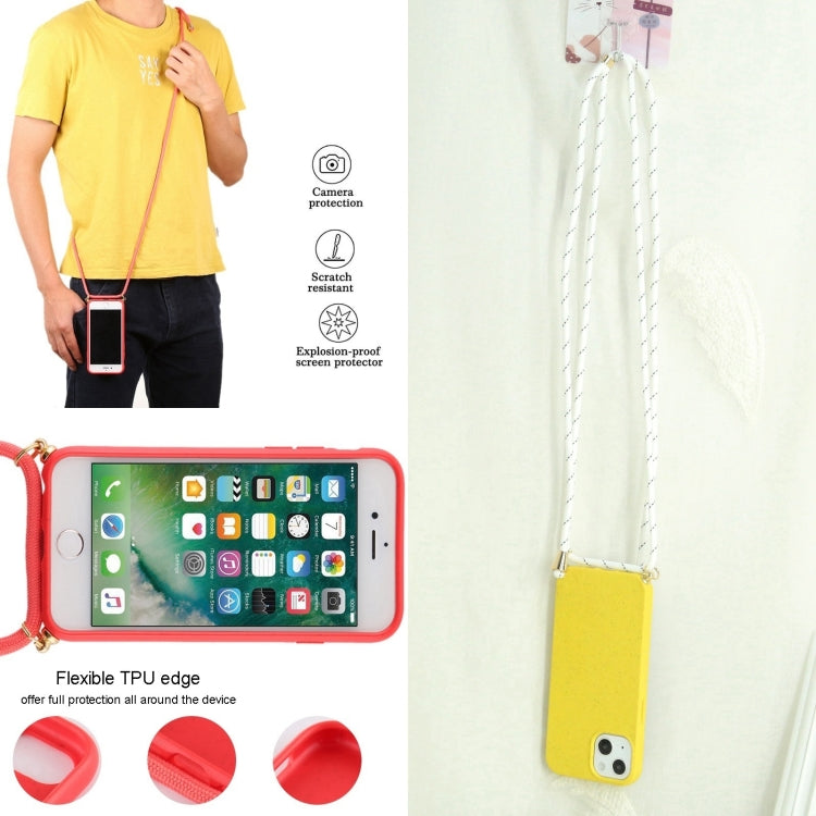 For iPhone 16 Pro Wheat Straw TPU Shockproof Phone Case with Neck Lanyard(Yellow) - iPhone 16 Pro Cases by buy2fix | Online Shopping UK | buy2fix