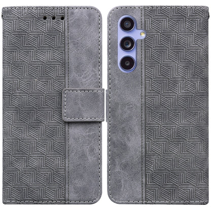 For Samsung Galaxy S23 FE 5G Geometric Embossed Leather Phone Case(Grey) - Galaxy S23 FE 5G Cases by buy2fix | Online Shopping UK | buy2fix