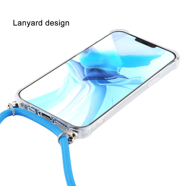 For iPhone 16 Pro Four-Corner Shockproof Transparent TPU Case with Lanyard(Purple) - iPhone 16 Pro Cases by buy2fix | Online Shopping UK | buy2fix